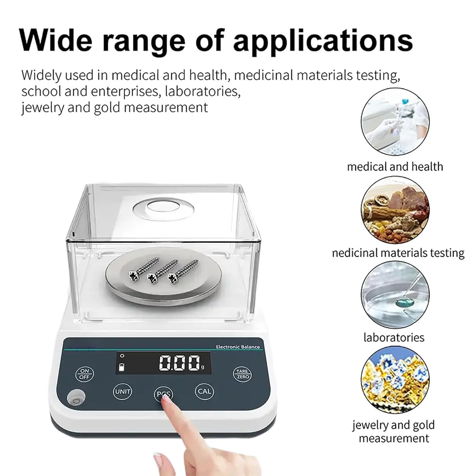 Bilancia Elettronica Digitale Da Laboratorio, Bilancia Da Laboratorio Di Precisione Da 0,001 G Con Piatto Di Pesata In Acciaio Inossidabile 304, Conversione Di Unità E Protezione Da Sovraccarico