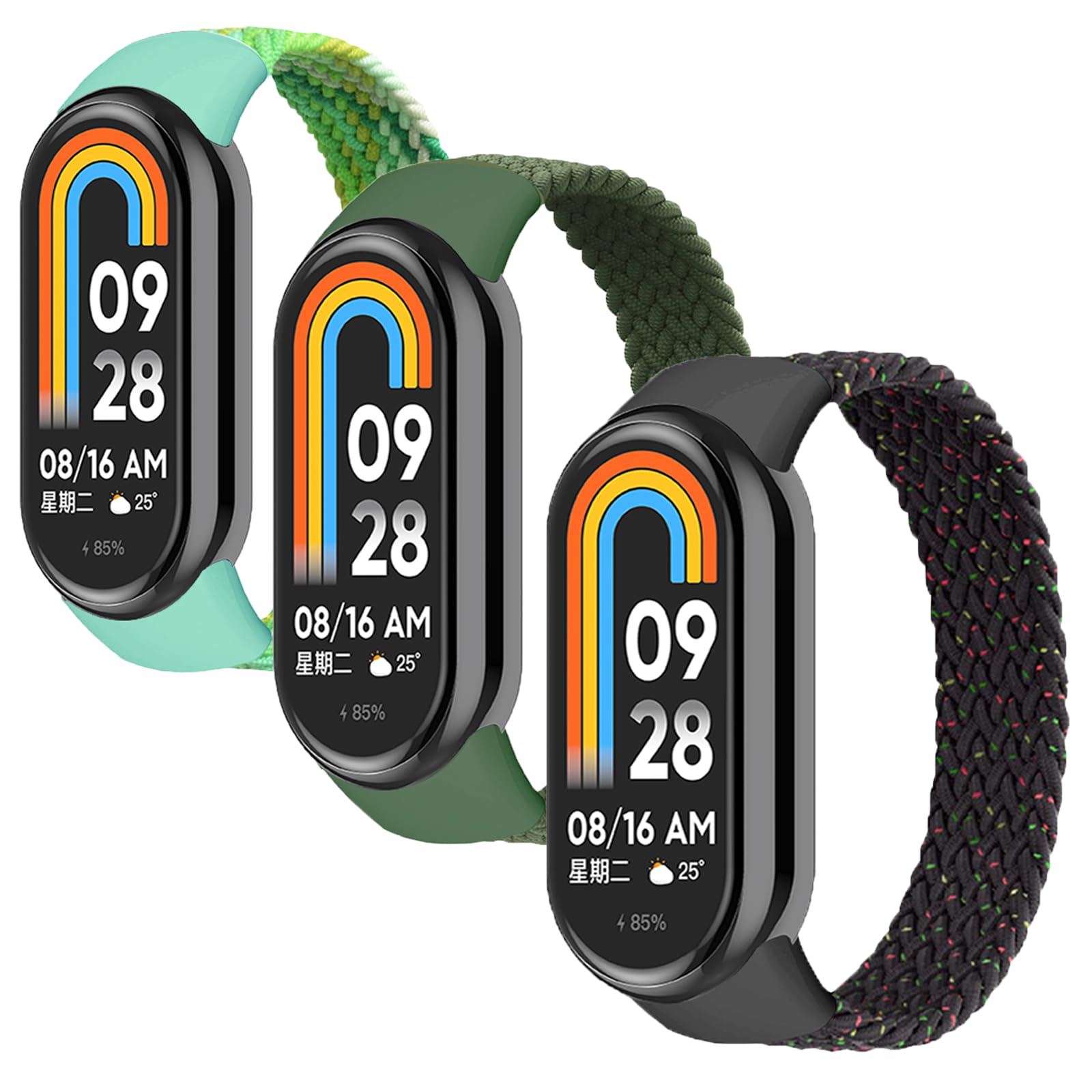 3 Pack Bracelet pour Xiaomi Mi Band 9/Xiaomi Smart Mi Band 8 Bracelet,Nylon Braided Stretch Solo Loop Bracelets Sport Band pour Xiaomi Band 8/Mi band 9 Bracelet Femme Homme,noir/vert/bleu,S 3 Pack Bracelet pour Xiaomi Mi Band 9/Xiaomi Smart Mi Band 8 Bracelet,Nylon Braided Stretch Solo Loop Bracelets Sport Band pour Xiaomi Band 8/Mi band 9 Bracelet Femme Homme,noir/vert/bleu,S