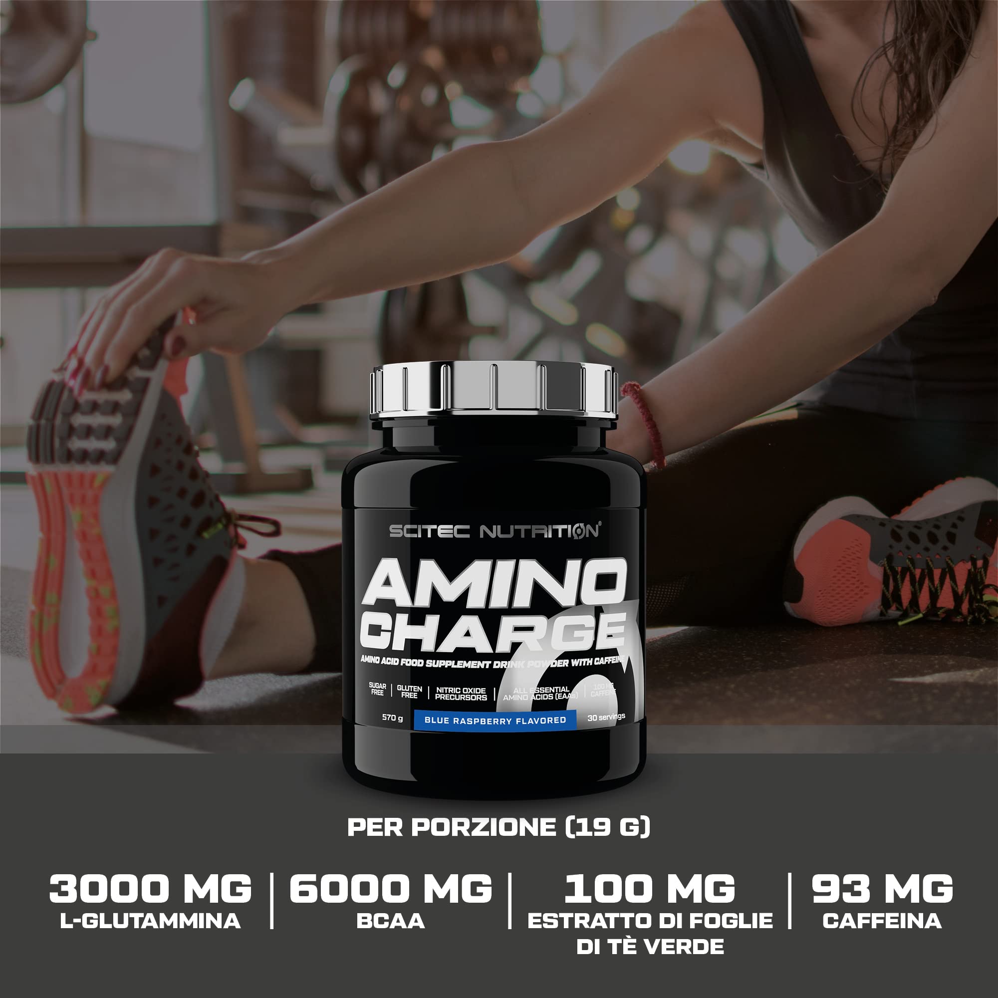 Scitec Nutrition Amino Charge - con 6 g di BCAA - 100 mg di caffeina - senza zucchero, senza glutine - aumenta le prestazioni e il recupero, 570 g, Cola