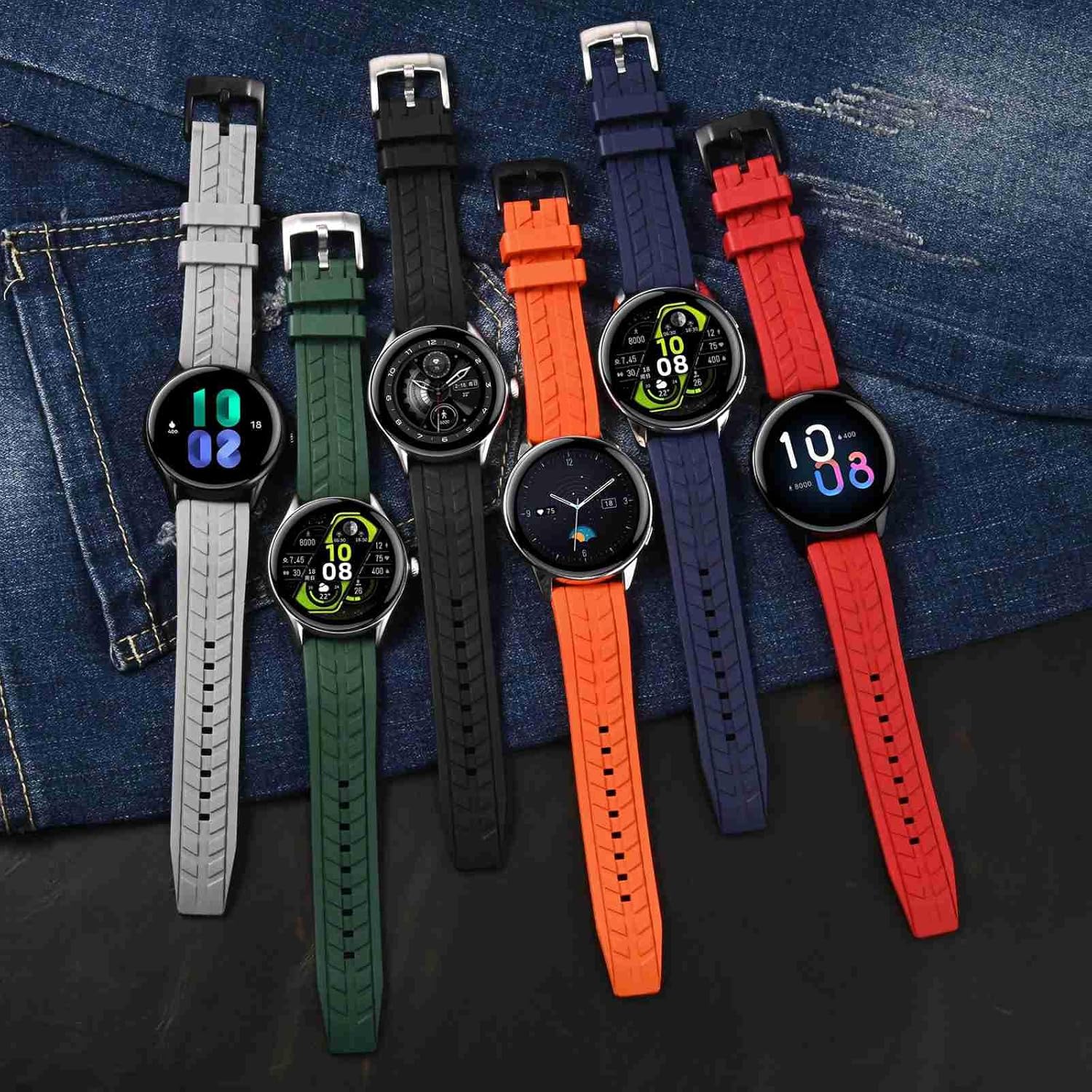 WOCCI Watch Bands, FKM Rubber (Not Silicone), Replacement Straps for Men and Women, Quick Release, Compatible Watch Lug Width 20mm 22mm - Image 7