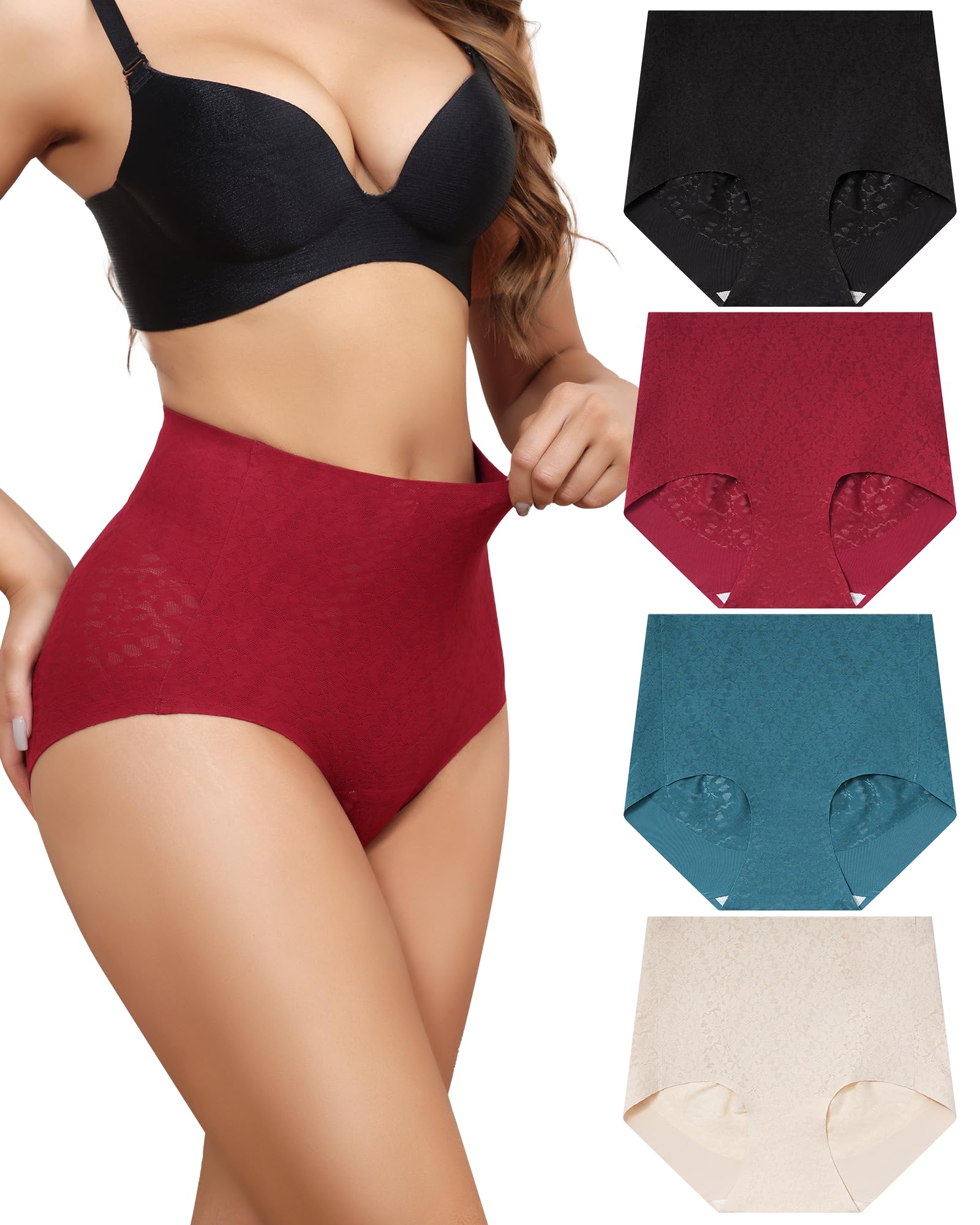 Aijolen Shapewear Damen Bauchweg Unterhose Miederhose Hohe Taille Body Shaper Figurformende Unterwäsche Bauchkontrolle Shaping Miederslips 4er Pack S-XXL