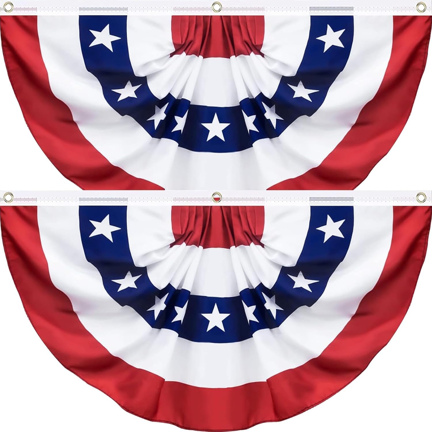 2 Pack USA Pleated Fan Flag, 3 X 6 Feet American US Bunting Flag Patriotic Decoration, 4th of July Memorial Day Independence Day Fourth July Outdoor Decor
