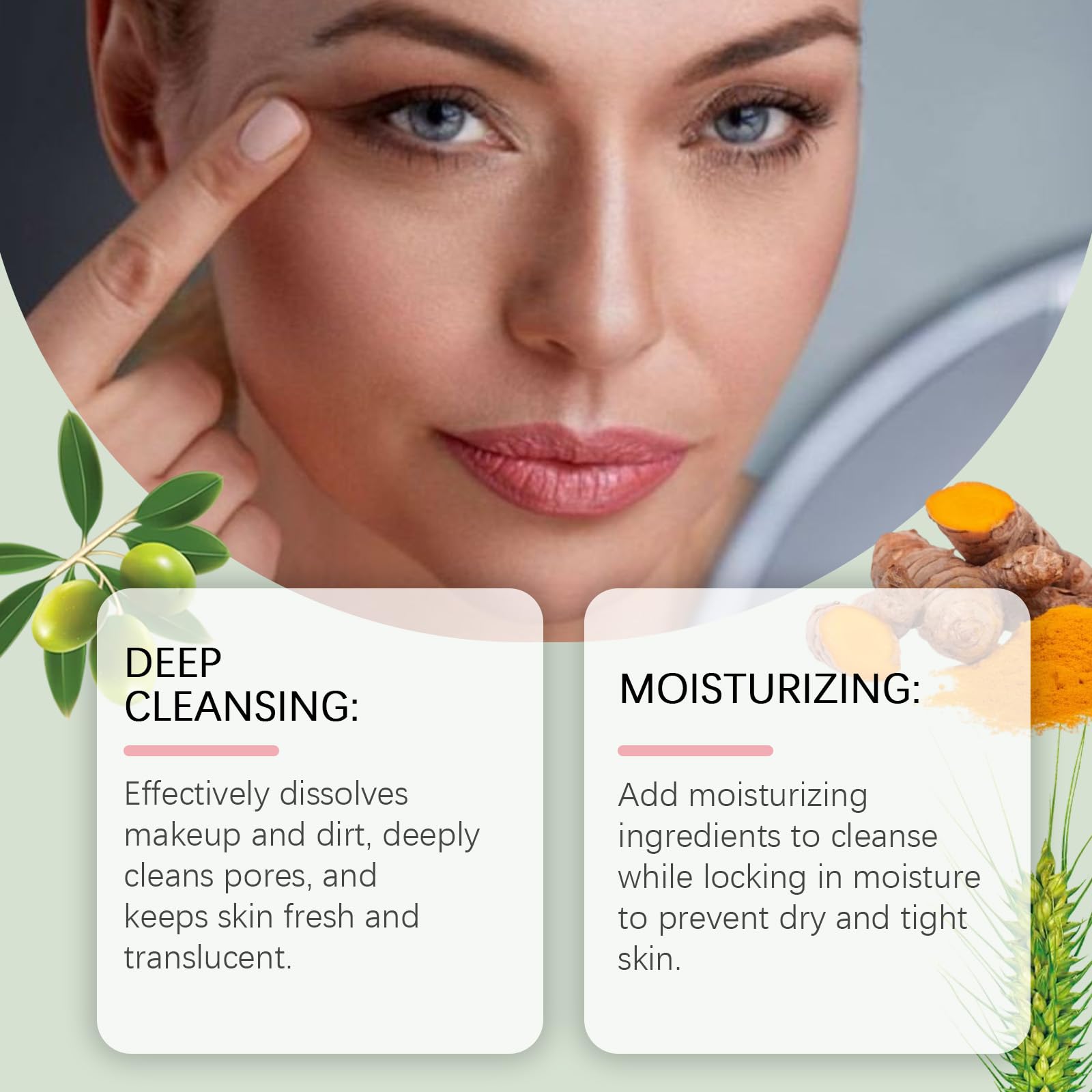 Olejek do czyszczenia Deep Clean & Glow, łagodny makijaż pszeniczny, oczyszczający twarz, olejek do demakijażu, olejek do czyszczenia twarzy, zielony zioła, nadaje się do wszystkich rodzajów skóry
