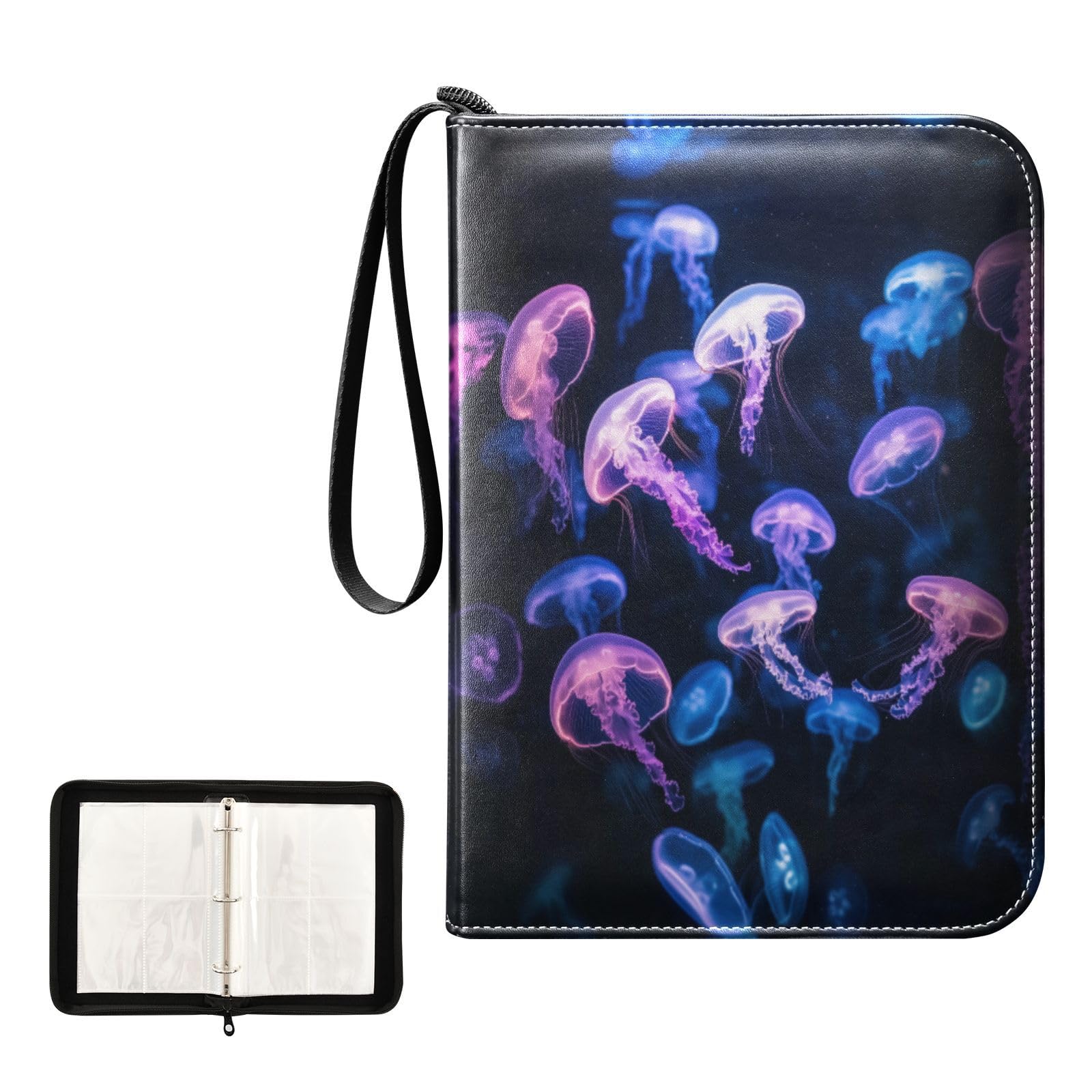 Amazon.com: Glowing Jellyfish Card Binder 4 Pocket, Trading Card Holder  Fits 400 Game Cards with 50 Removable Sleeves, MTG Card Case Standard Size  : Toys & Games