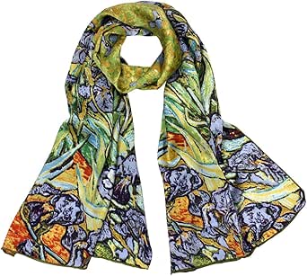 Dahlia Women's 100% Luxury Long Silk Scarf - Van Gogh's Art Collection