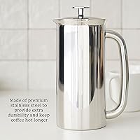 Vista 7 de ESPRO P7 French Press - Cafetera y tetera aislada de acero inoxidable de doble pared (acero inoxidable pulido, 32 onzas) juego de 4 tazas