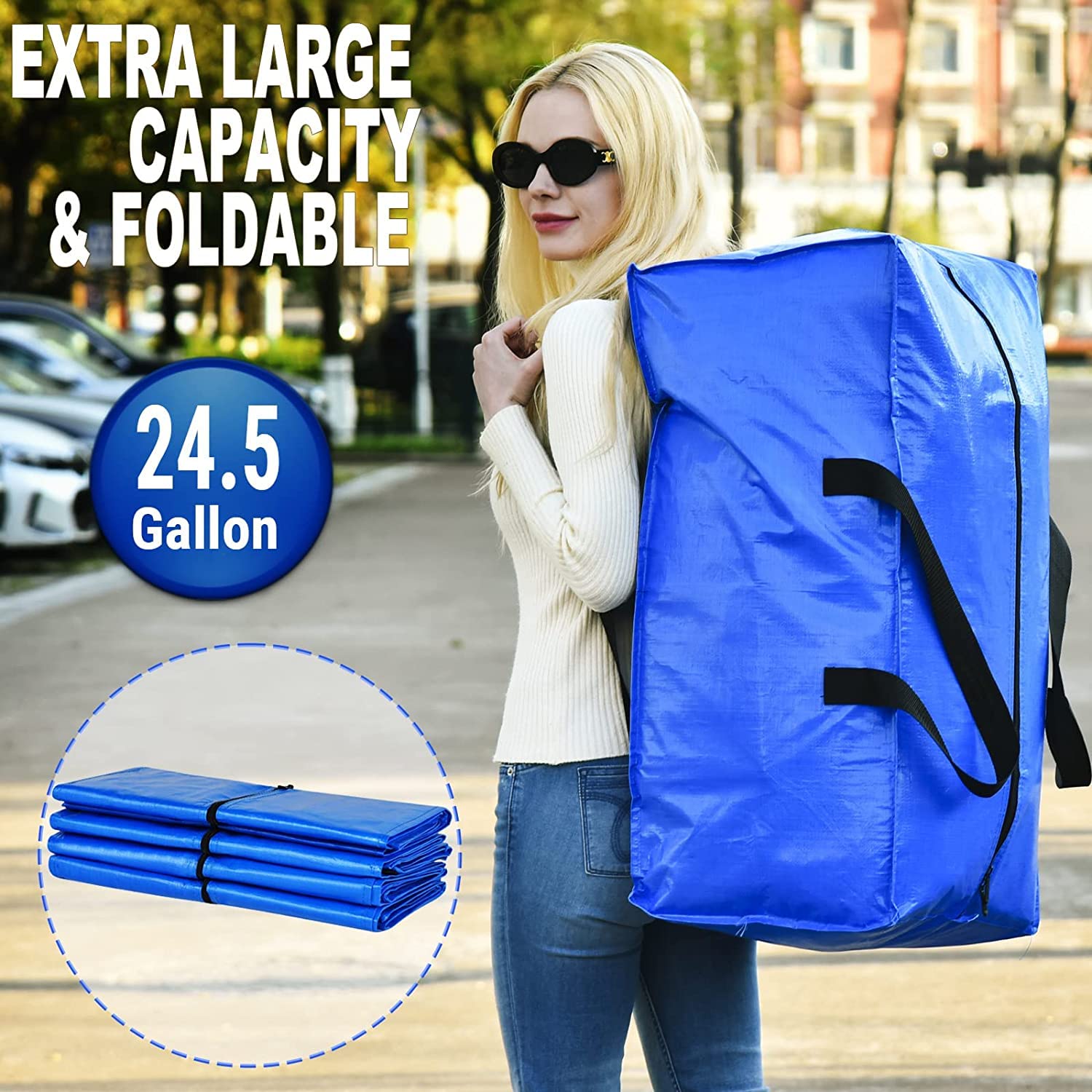YZK 8pz Grandi Borse Trasloco, scatole per traslochi di grandi dimensioni per uso intensivo, scatole di imballaggio forti per traslochi, borse per traslochi, resistenti all'acqua, salvaspazio(Blu)