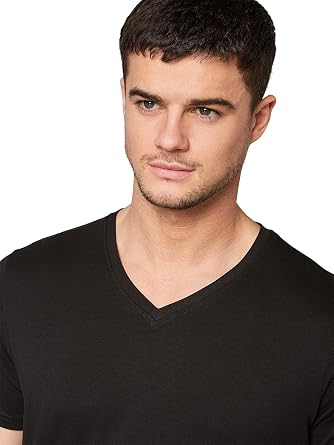 Tom Tailor Double V-Neck T-Shirt Black in XL