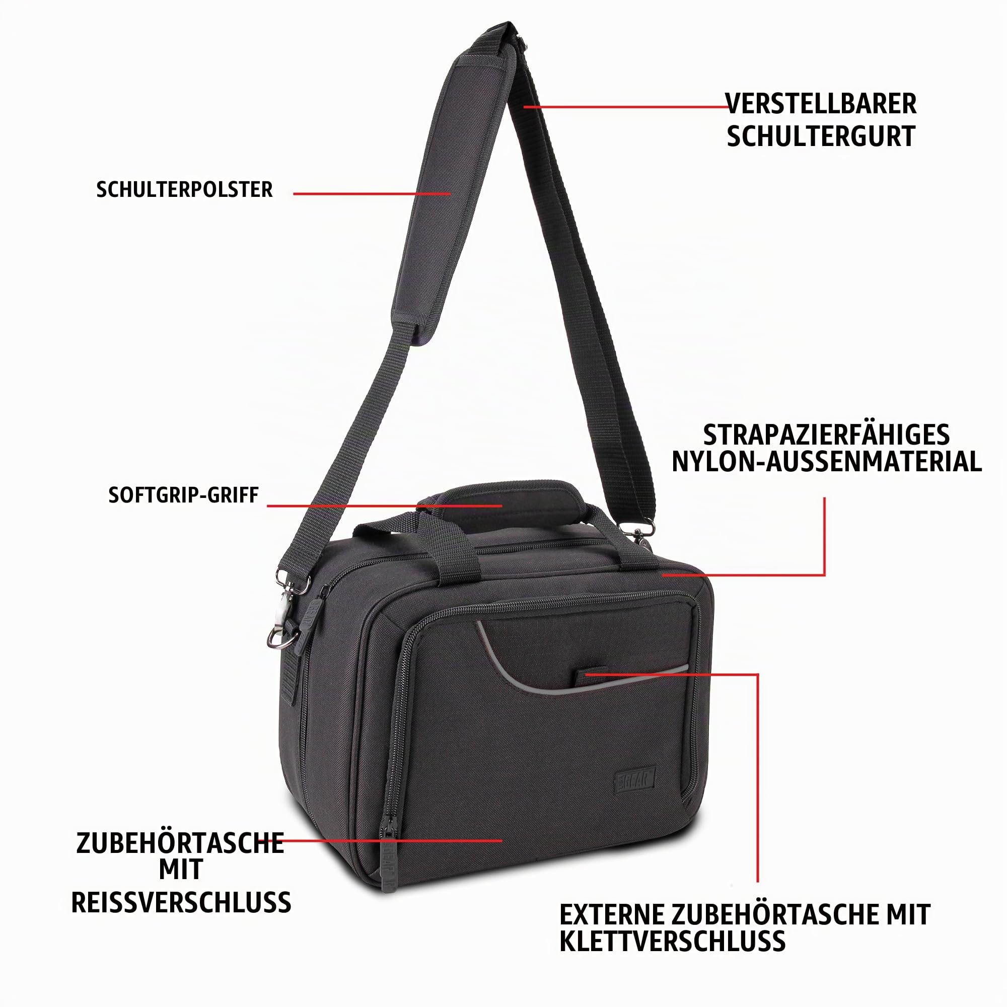USA GEAR DJ-Mixer-Koffer – Kompakte Tasche mit Maßgeschneidertem Stauraum für Kabel und Mikrofone, Kompatibel mit TC Helicon GoXLR, Moukey MK0149, Aveek F5A und mehr. Kratz- und Wasserfest (Schwarz)