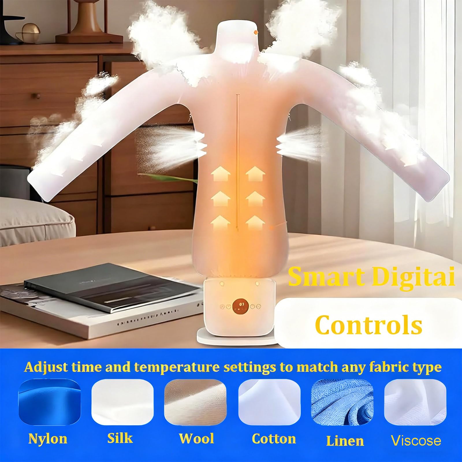 Máquina Stirare Automatica Senza Mani, Stira e Asciuga in 8 Minuti, di Vapore 360° con Manichino Gonfiabile e Diffusore Aromi, per Camicie, Pantaloni e Scarpe