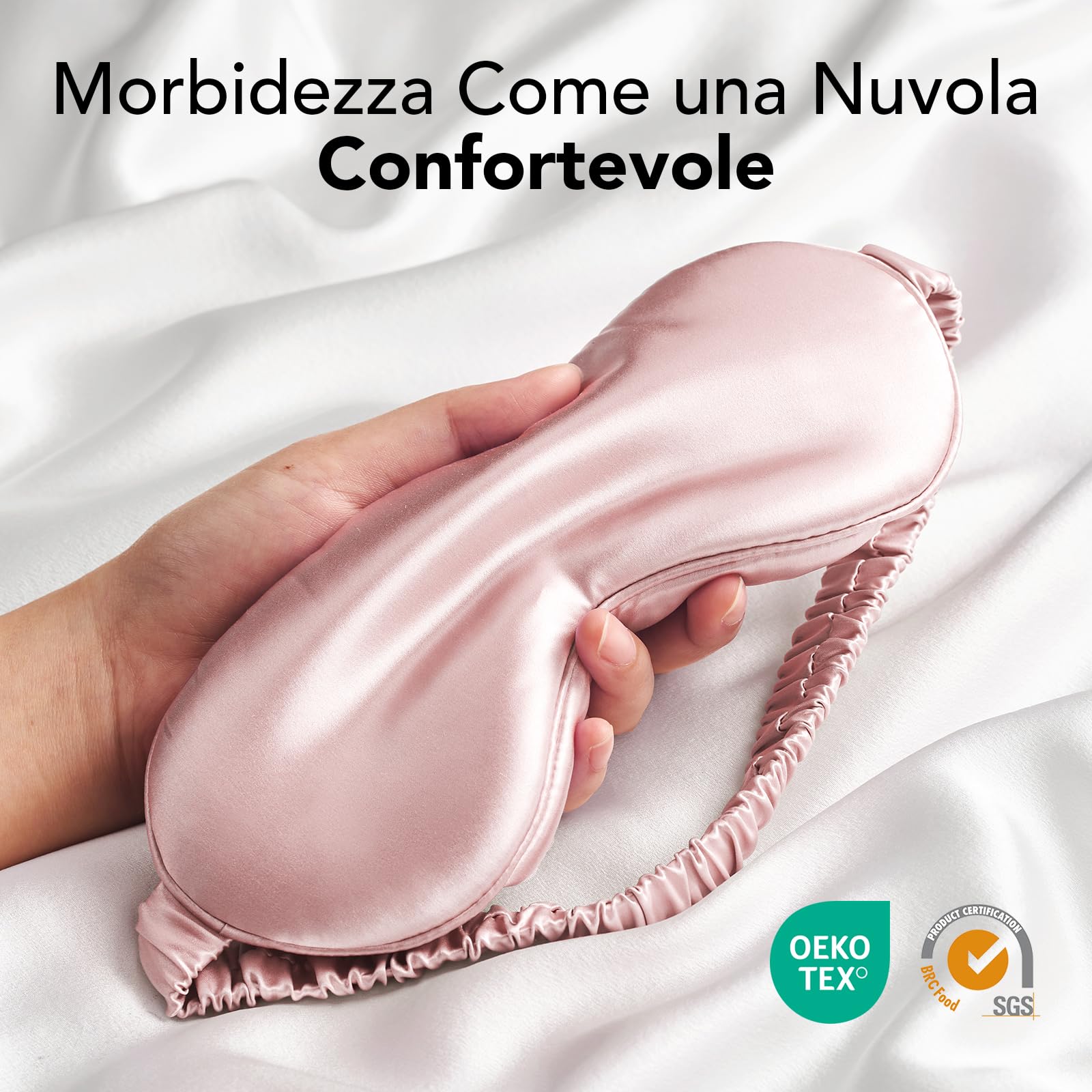 LitBear Maschera per dormire in 100% pura seta, 22 Momme 6A seta di gelso, maschera per gli occhi completamente bloccante per dormire, per donne, uomini, chi dorme sul fianco, con elastico per capelli