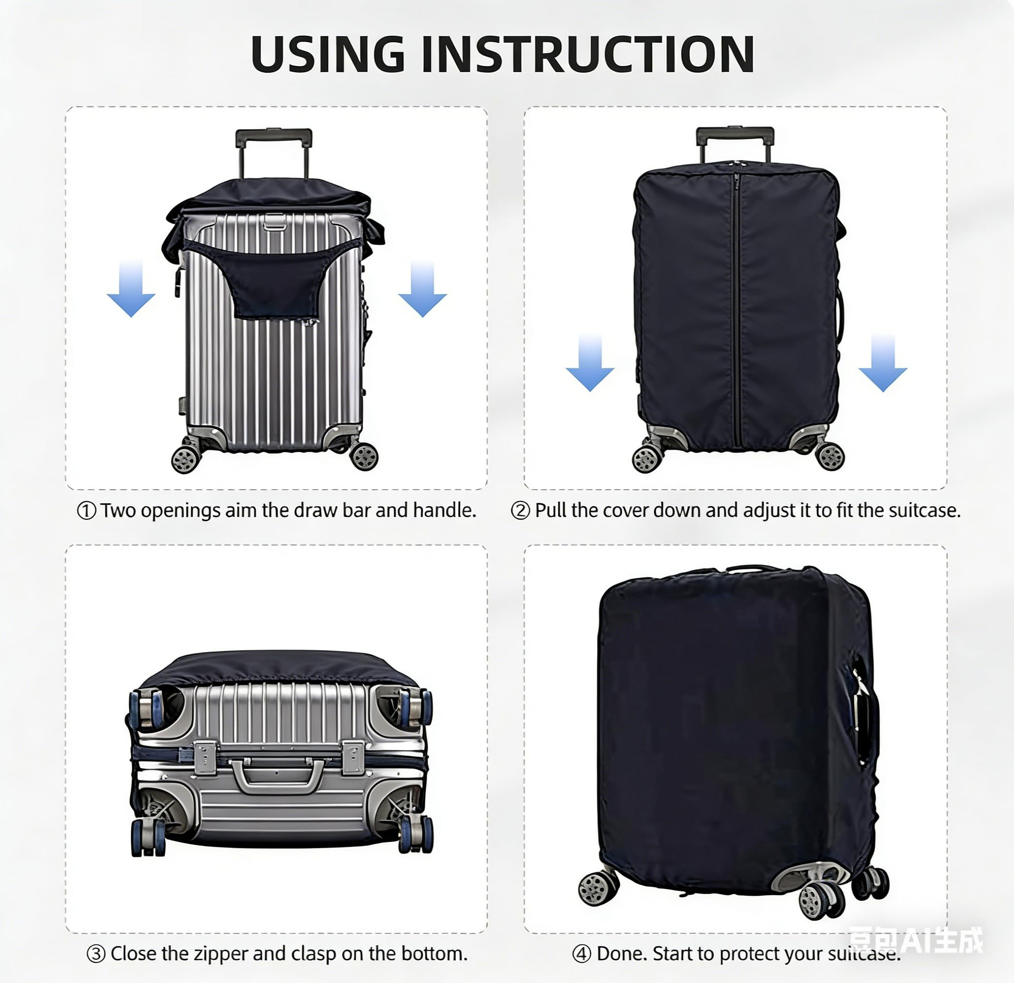 Quilia Housse de Valise personnalisée | Housse de Bagage personnalisée avec Photo/Texte/Logo | 18-32 Pouces | Accessoire de Voyage Unique pour la Famille ou Les Couples (Style 1) - 5
