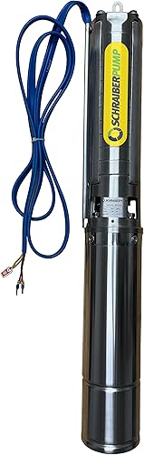 Schraiberpump Impulsor de acero inoxidable de 4 pulgadas bomba sumergible de pozo profundo 3 HP 580 pies 21 GPM 230 V 2 cables más tierra no