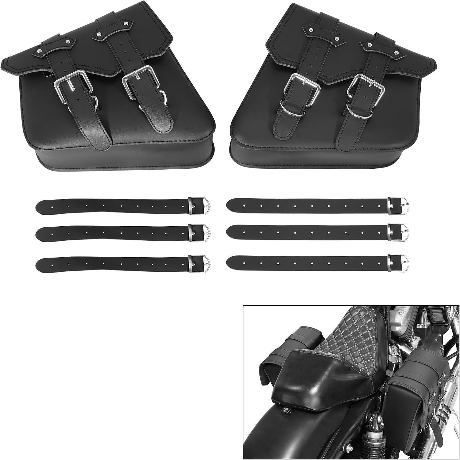 Green-L Leather Saddlebag Luggage Side Tool Bag Fit for Harley Sportster XL883 XL1200