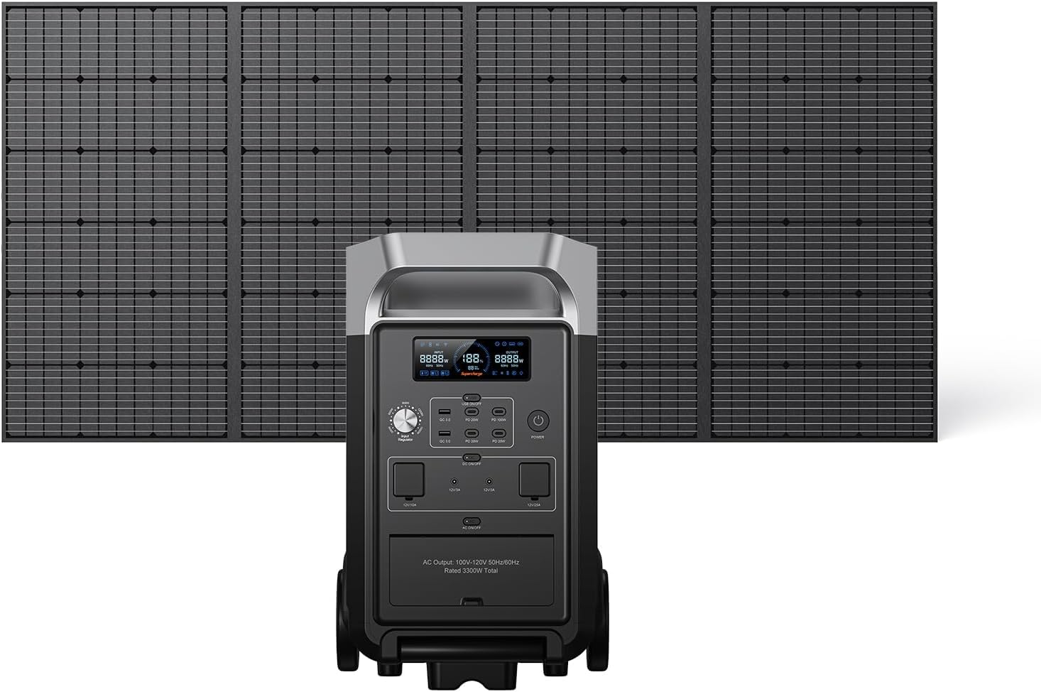 FOSSiBOT F3600 Pro Centrale Elettrica Portatile Pannello Solare 420W, Batteria LiFePO4 3840Wh, Espandibile 11,52kWh, Generatore Solare, Uscita CA 3600W Power station per Campeggio Famiglia