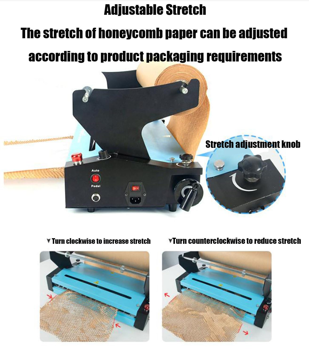 Machine à Papier en nid d'abeille à étirement Automatique de Sortie de Papier,Distributeur de Rouleaux de Papier d'emballage en nid d'abeille,Chargeur Automatique de Papier (B)