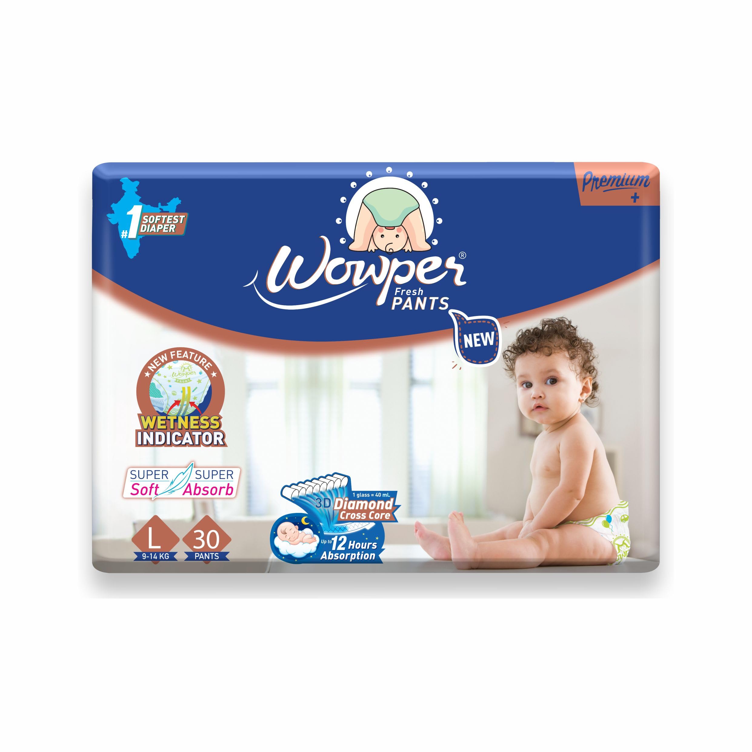 Wowper Baby Diapers | 30 Large Diapers | Wetness Indicator |Anti Rash |up to 12 hrs Absorption |9-14 Kg | Super Soft Diapers (B09FDVKGHX) Amazon Price History, Amazon Price Tracker
