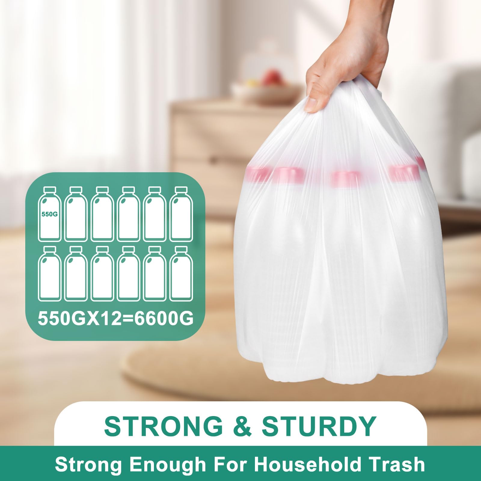 220 bolsas de basura de 4 galones, bolsas de basura blancas, bolsas de basura pequeñas para cubo de baño, bolsas de basura pequeñas blancas de 4 galones, bolsa de basura sin perfume