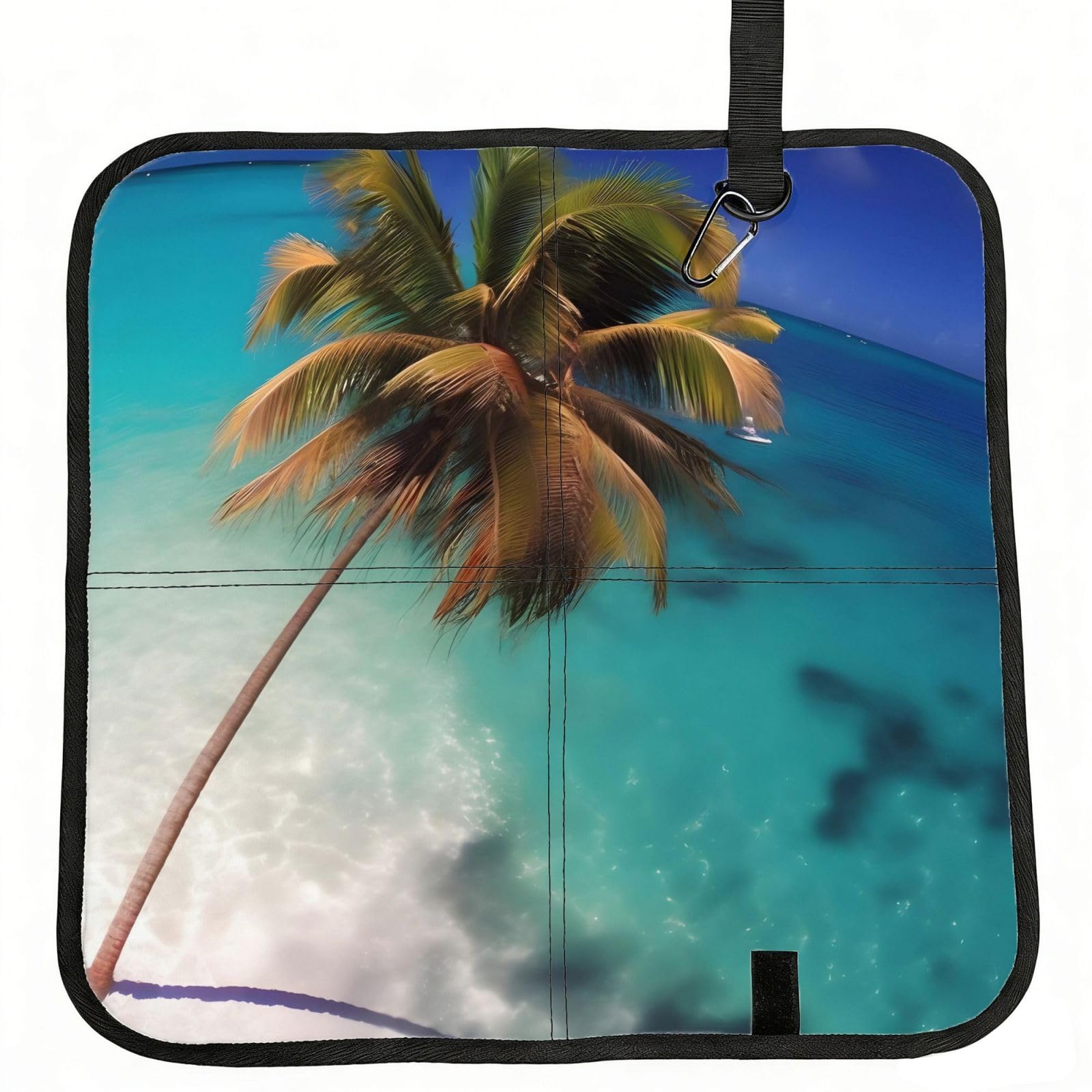 MROWYC Caribbean Islands Printed Foldable Seat Cushion - Portable with Carabiner, for Stadium, Camping, Hiking