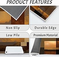 Vista 5 de Retro Sunset Forest Kitchen Mats, Abstract Geometry Kitchen Rugs Set of 2, Rust Brown Washable Floor Carpet, Xmas Decor Mats for Hallways Bathroom