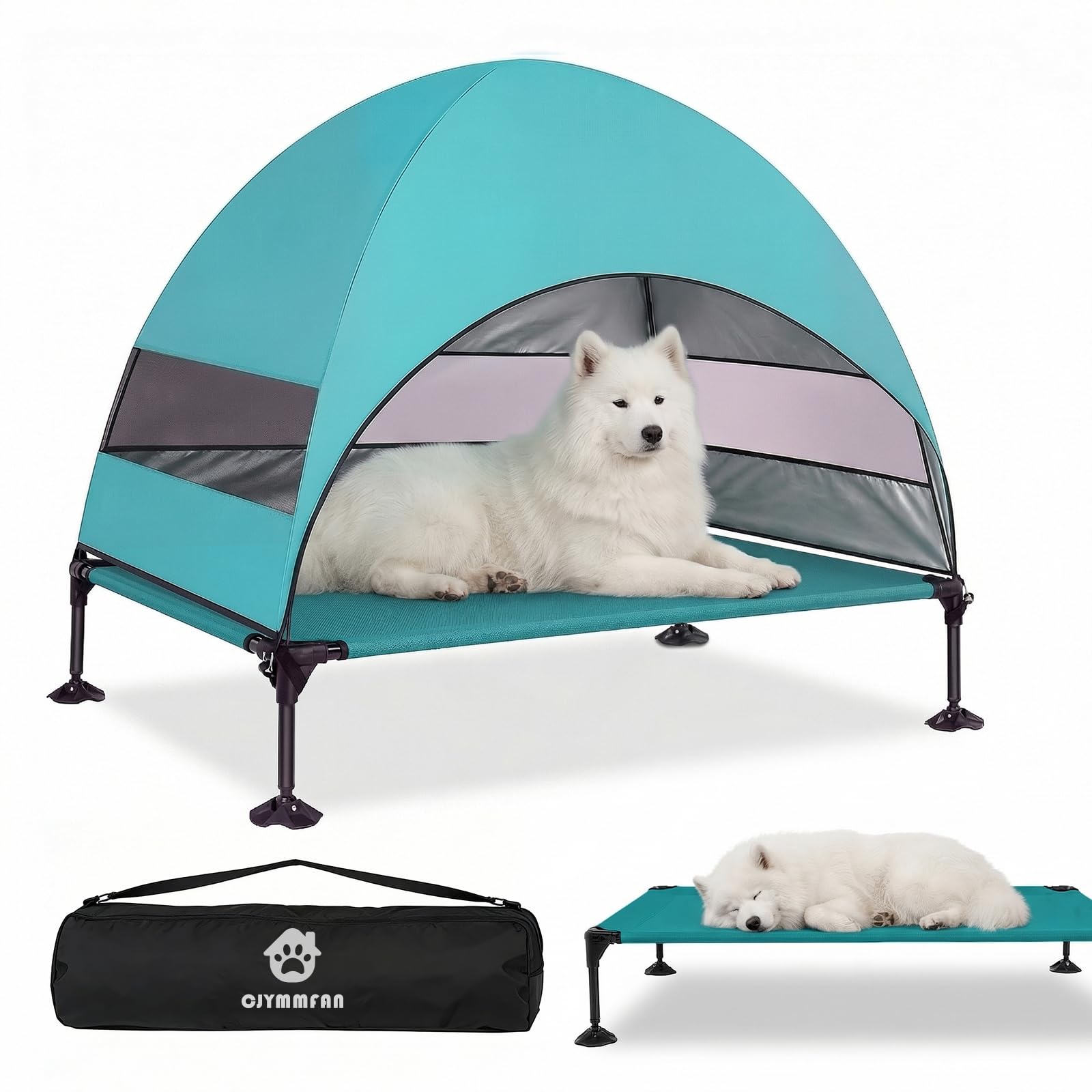 Cuccia rialzata per cani per esterni, con tetto resistente ai raggi UV, pieghevole con piedini antiscivolo, tenda per cani con grande ombra, letto rinfrescante per cani, per campeggio, giardino (acqua