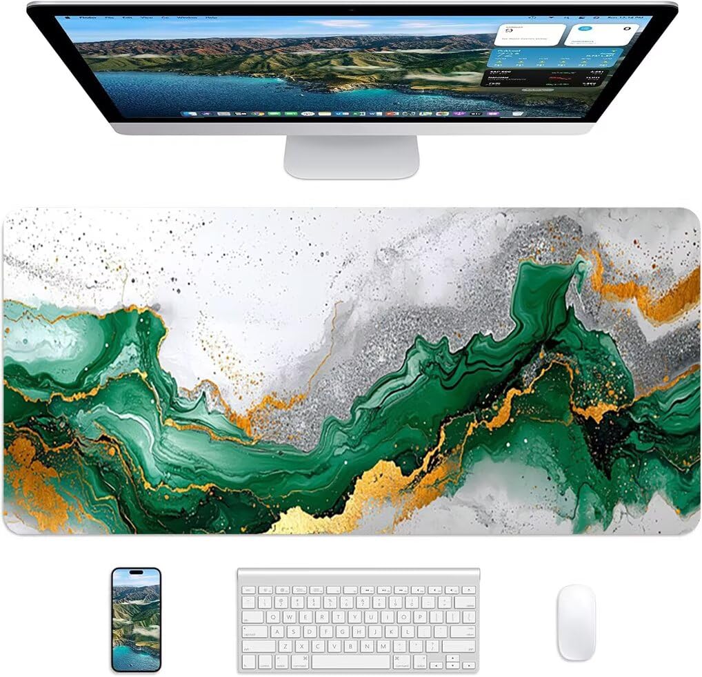 Wxuaixnn Bianco Tappetino per Mouse Gaming XXL, 160x80cm Tappetino da Scrivania, Blu Impermeabile Mousepad con Bordi Cuciti per Gamer e computer portatilea, Migliora la Precisione e la velocità -9895