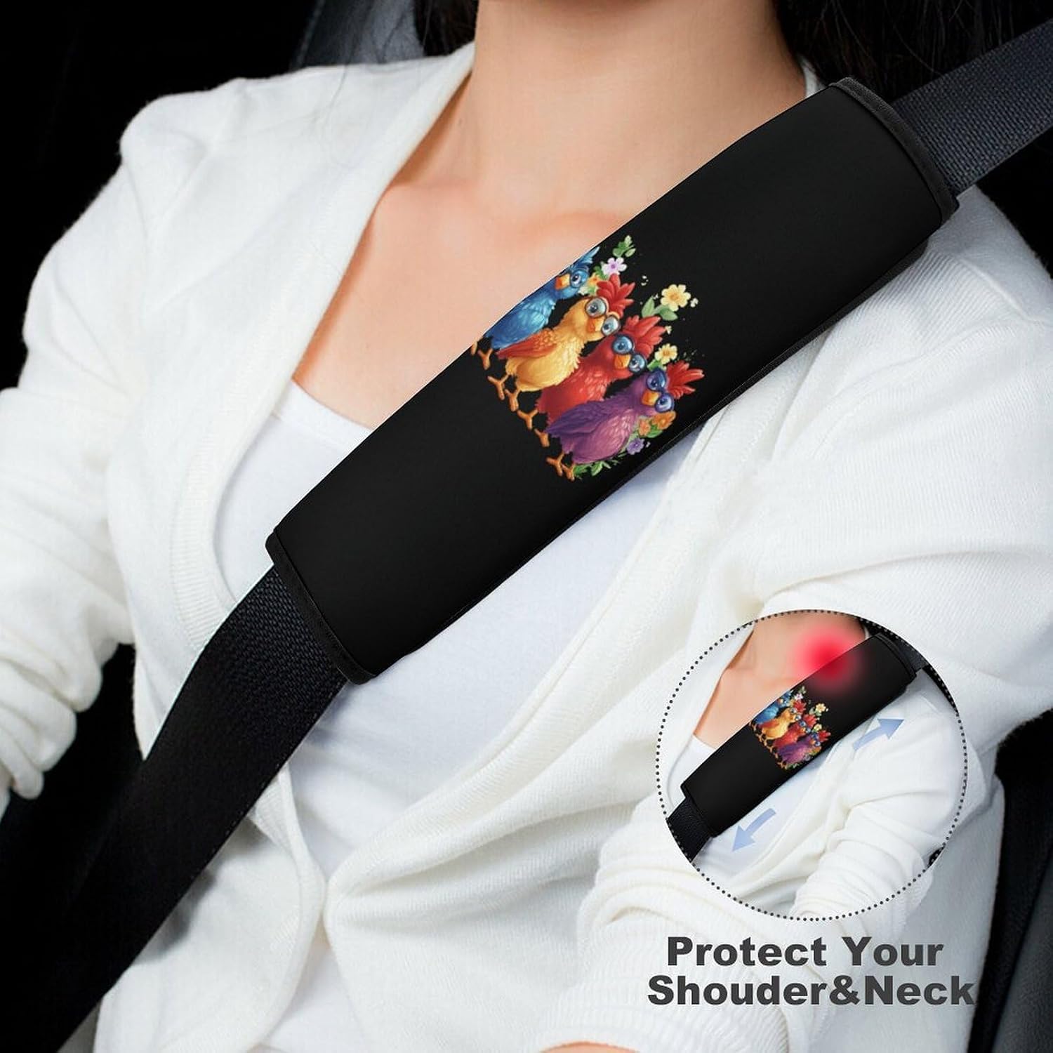 Chicken Mom (3) Car Seat Strap Covers Soft Seat Strap Shoulder Pads Seatbelt Covers for All Car Seats 1PCS