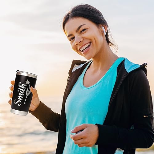 Miniatura 5 de Vaso personalizado con nombre grabado, vaso de café de acero inoxidable personalizado de 20 onzas con tapa, regalos de cumpleaños personalizados