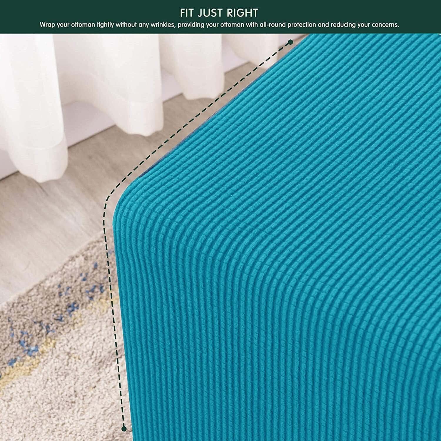 Copri Pouf AQIGR - Fodera Elasticizzata 40x40 Cm, Per Poggiapiedi Quadrati O Rotondi, Design Moderno - Foto 4