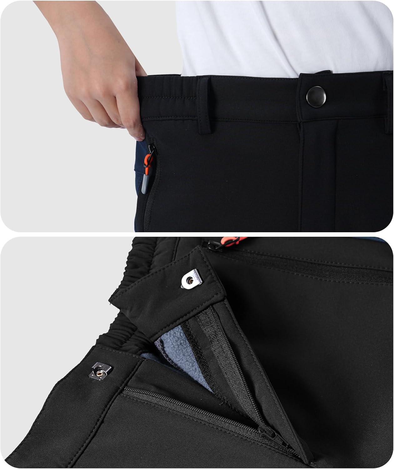 Boys Snow Pants Kids Fleece Lined Thermal Winter Hiking Pants Waterproof Softshell Elastic Waist Outdoor Cold Weather - Image 2