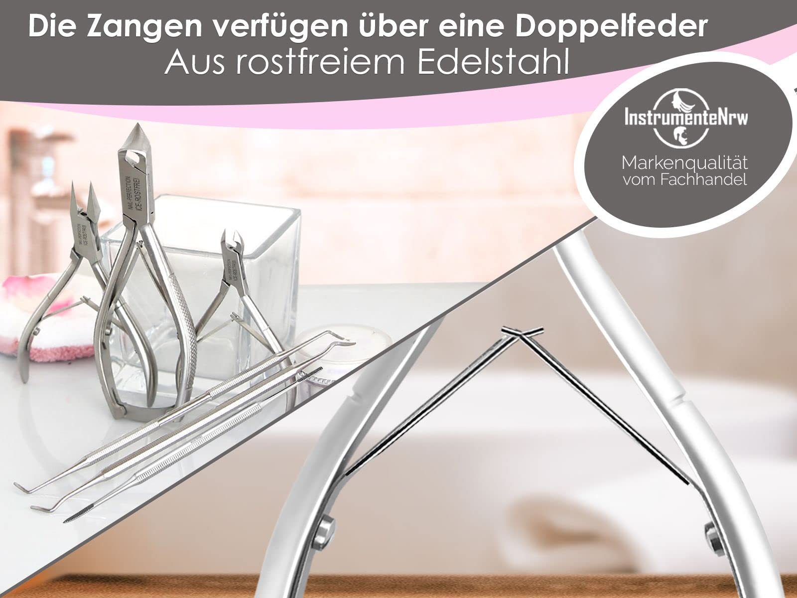 Fußpflege-Set Profi Nagelzangen Set Allrounder für normale und eingewachsene Nägel mit Nagelzange Kopfschneider Nagel-Eckenzange Nagelhautzange Eckenfeile Nagel-Eckenheber aus Edelstahl im Etui