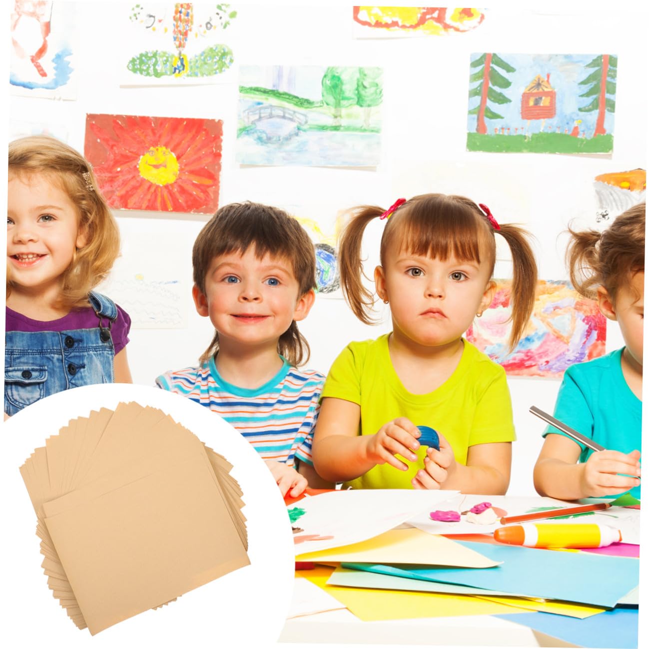 Lurrose Papier Kraft Épais A4 210g pour Dessin et Pratique Artistique 100 Feuilles