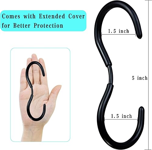 Miniatura 2 de Paquete de 10 ganchos en forma de S para colgar, ganchos en forma de S con 2 fundas brillantes de protección extra, ganchos de baño, ganchos de