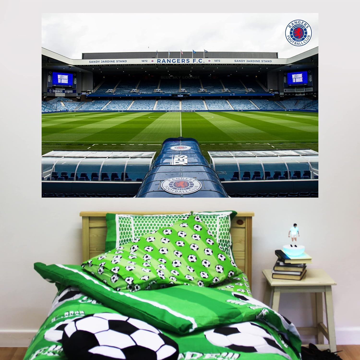 Themed Blue Rangers Wall Sticker - Sandy Jardine Stand Stadium Football Art (60Cm Width X 40Cm Height)