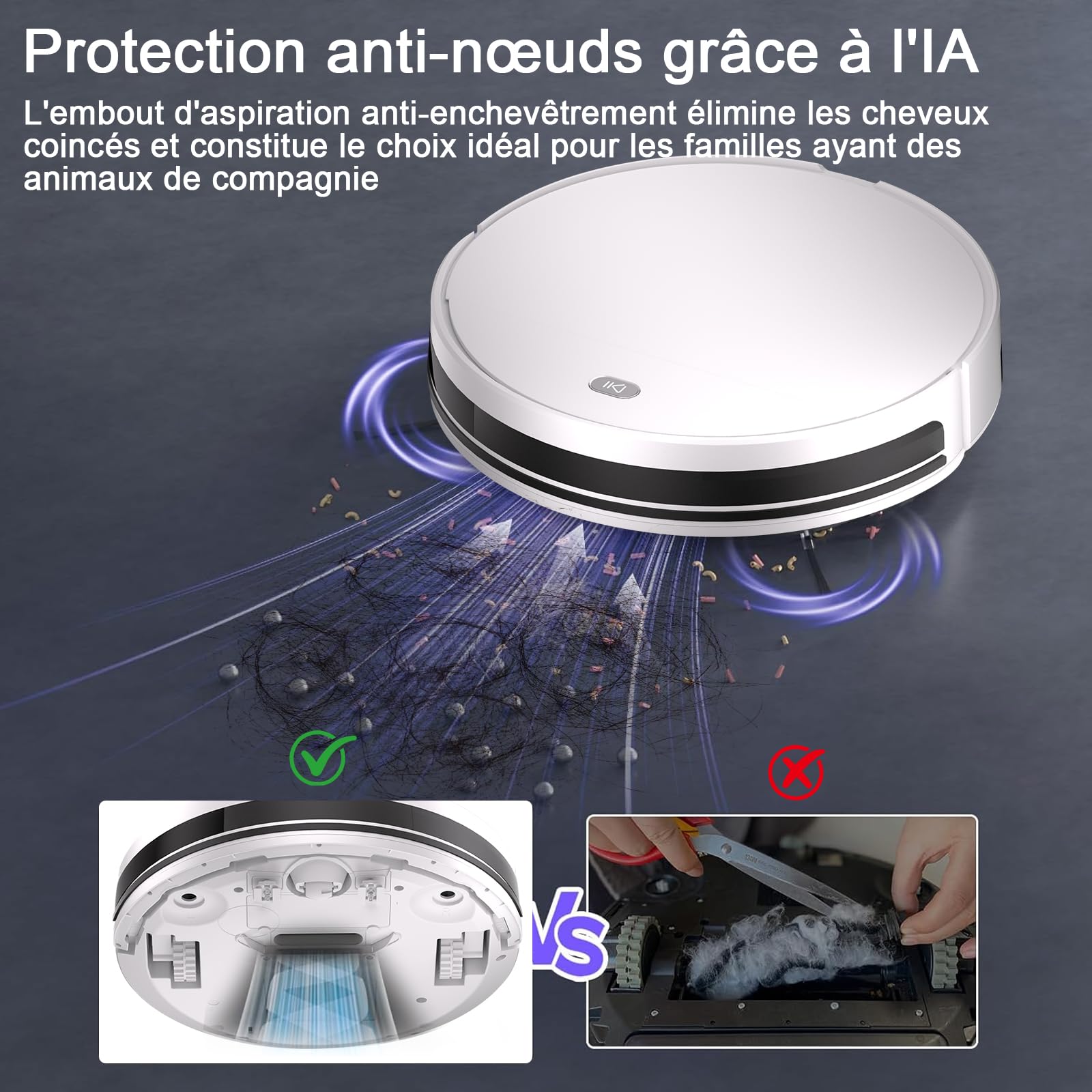 2026 Robot Aspirateur Laveur, 2 en 1 Aspirateur Robot 5500Pa Mince Connecté avec WiFi/Alexa/App, 3 Modes de Nettoyage, Auto-Charge, Nettoyage Intelligent pour Poils d’Animaux et Poussière