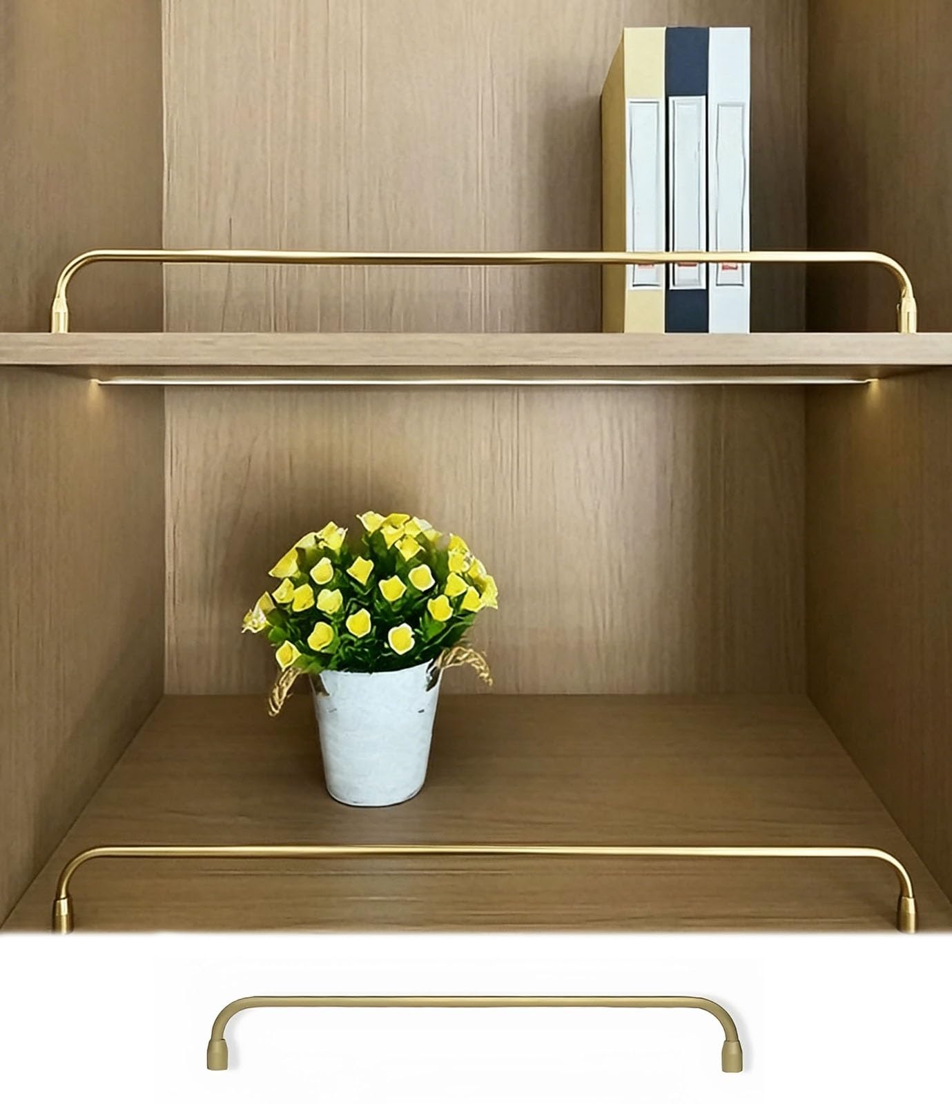 HDYZJQ Versatile Shelf Railing Hardware Set for Wood Shelves/Kitchen Cabinet, Decorative Tipping Shelf Guard Rails with Bases, Bar Cart Edge Guard Rail(9piece,40cm/16in)