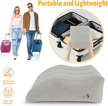 Inflatable Leg Elevation Pillow for Swelling, Wedge Pillow, Grey