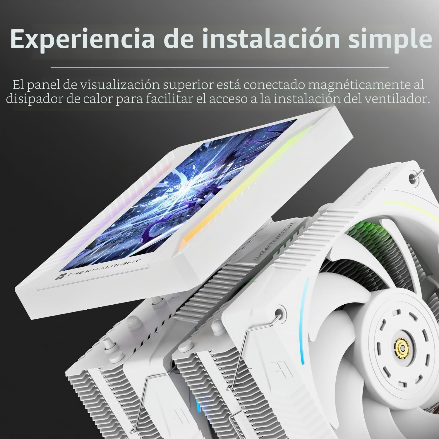 Thermalright Peerless Assassin 120 Vision MAX ARGB White CPU Cooler, PC Heatsink, pantalla magnética de 5" con resolución 480x854, para AM4/AM5 e Intel LGA1700 / 1851
