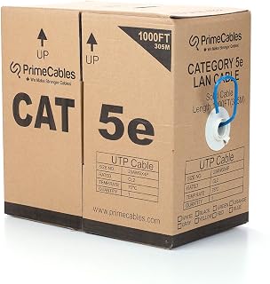 PrimeCables Cat5e 1000ft Bulk Ethernet Cable 24AWG Solid CCA UTP Solid Bulk Cable, in-Wall Rated (CL2), Blue