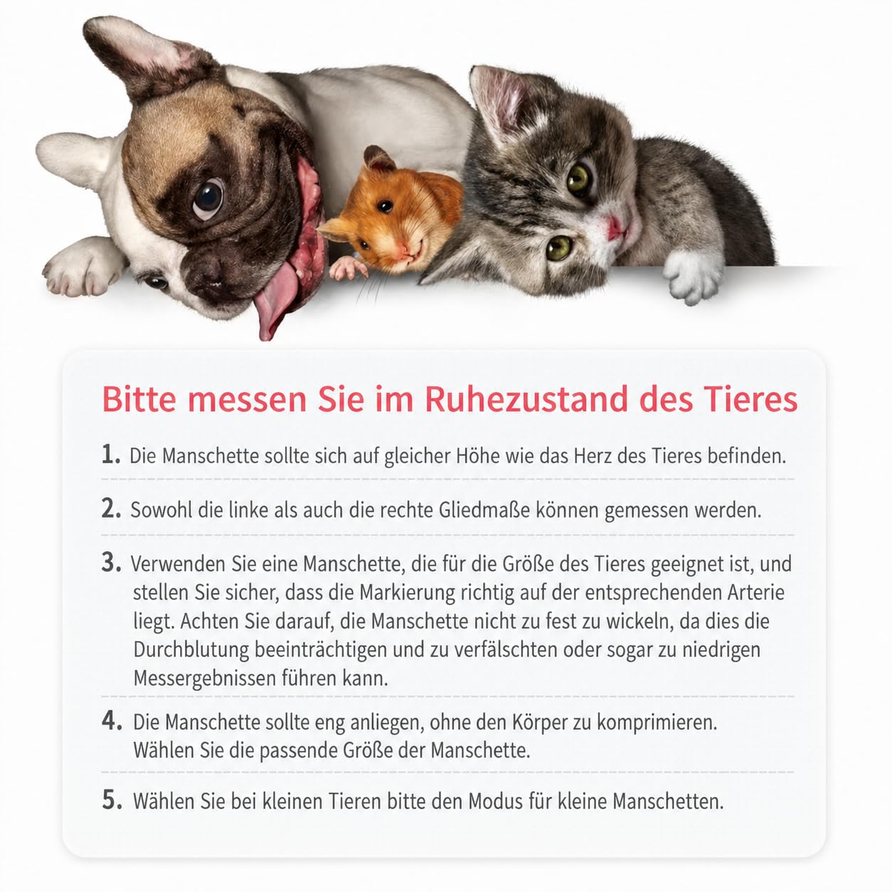 Tierarztpflegeprodukt, digitales Ersatz Blutdruckmessgerät für Tiere, Nylon, wiederverwendbar, 3 Modi, für Hunde/Katzen/Haustiere 6–26 cm Armedigitales Blutdruckmessgerät Tiere
