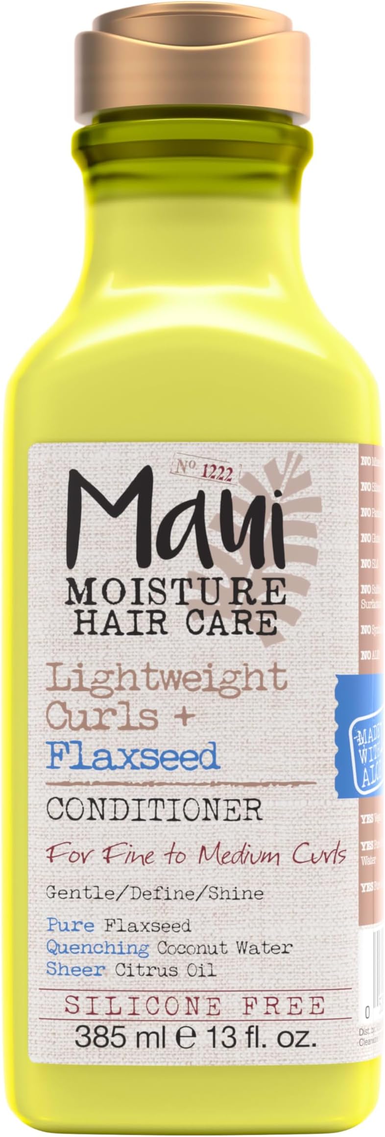 Maui Moisture Lightweight Curls + Flaxseed Conditioner, Conditioning, Paraben Free, Silicone Free, 13 Fl Oz