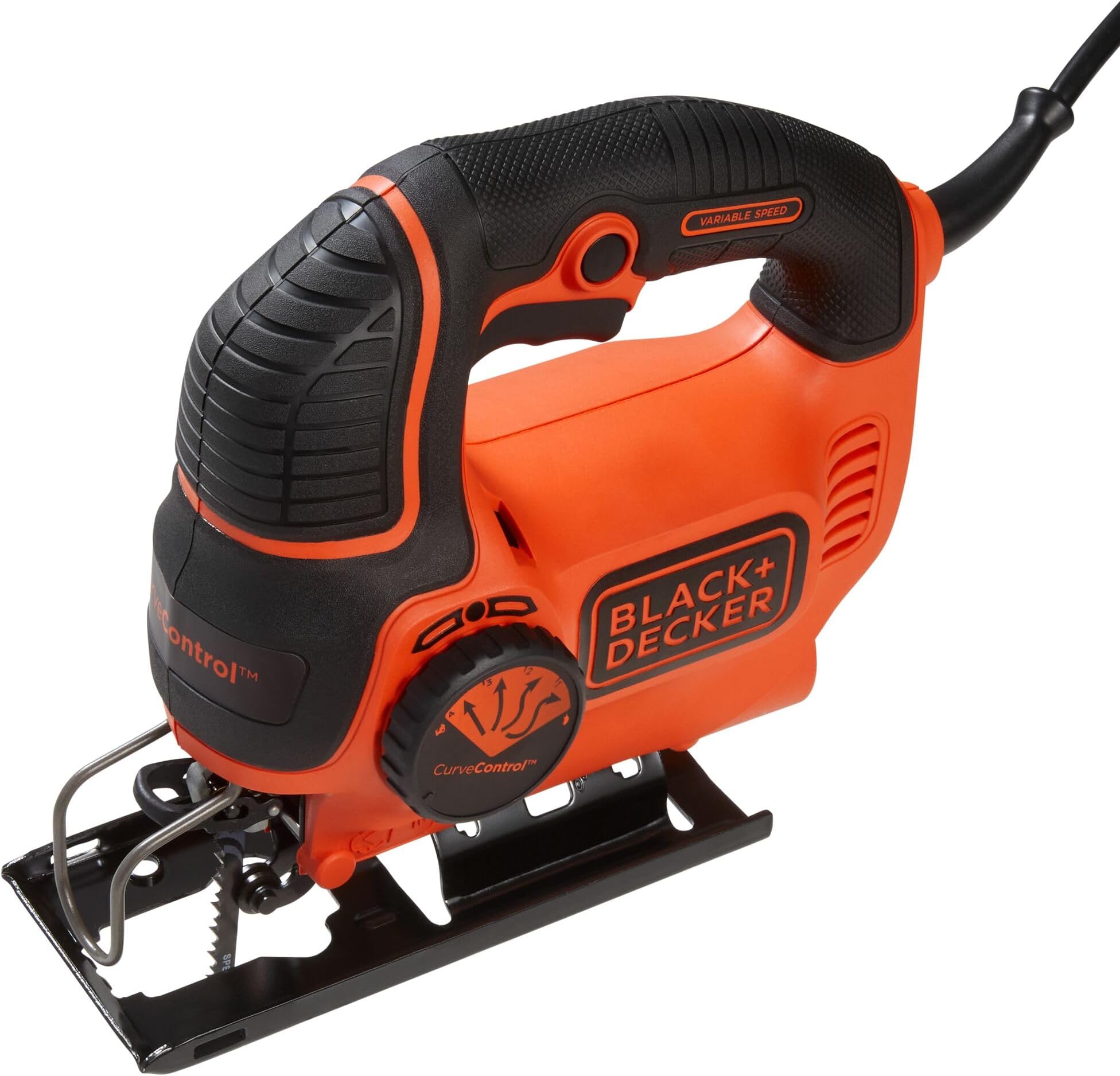 BLACK+DECKER Jig Saw, 5-Amp, 3,000 Blade Speed, 45 Degree Beveled Cuts, ¾-Inch Orbital Blade, 4 Curve Settings, Corded (BDEJS600C)