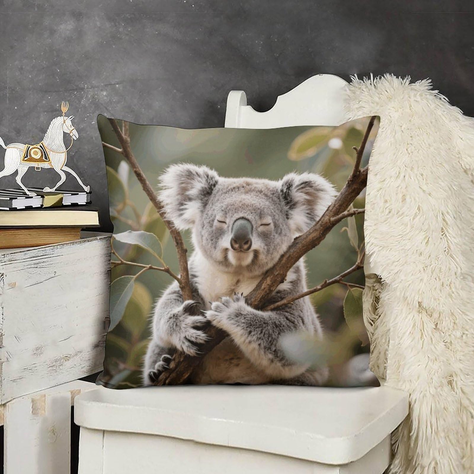 FodPand Boho Farmhouse Koala Pillow Covers with Hidden Zipper 24x24 Soft Plush Cushion Cover Decorative Throw Pillow Cases for Couch Bed Sofa Living Room Indoor Outdoor Home Decor