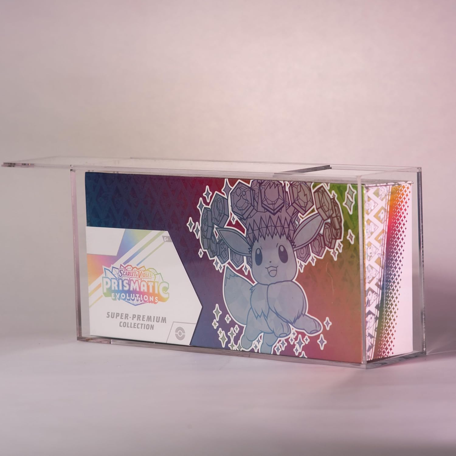 Acrylic Prismatic Evolutions SPC Case | Clear Secure Sliding Magnetic Lid 6MM | Hard Plastic Glass for Pokemon Scarlet & Violet Prismatic Evolutions Super Premium Collection Display Case Storage Box