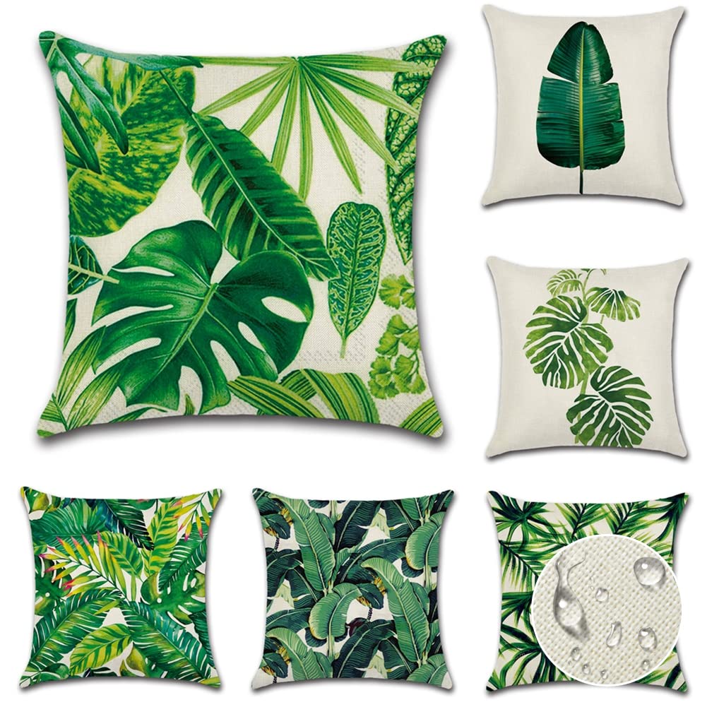 JOTOM Set of 6 Outdoor Cushion Covers 45x45 cm Waterproof Decorative Throw Pillow Covers Garden Patio Pillow Cases Outdoor Cushions Pillow Covers for Couch Bench Sofa Indoor... - Image 2