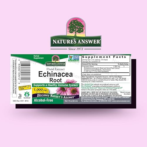 Miniatura 2 de Nature's Answer Extracto sin alcohol de equinácea, 1 onza líquida, promueve el bienestar general, refuerzo inmunológico natural, reductor