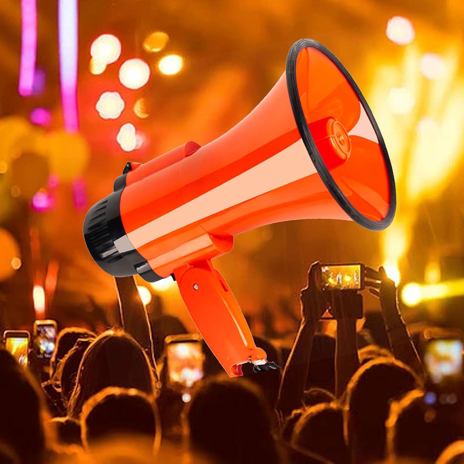 Megaphone 30 Watt Power Portable Megaphone Spearker Bullhornsliding Volume Adjustment with Built-in Siren Portable Lightweight for Indoor and Outdoor Sports