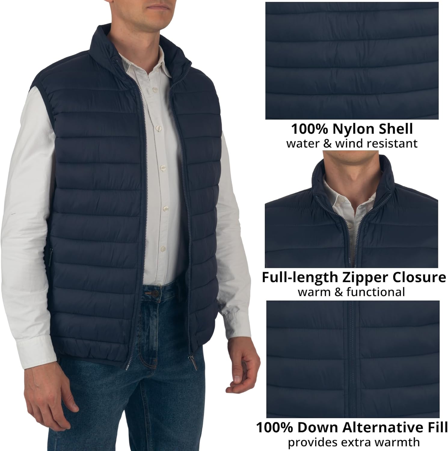 Alpine Swiss Clark Mens Puffer Vest Down Alternative Water Resistant Packable Outerwear Zip Up Pockets Warm Versatile Layer - Image 4