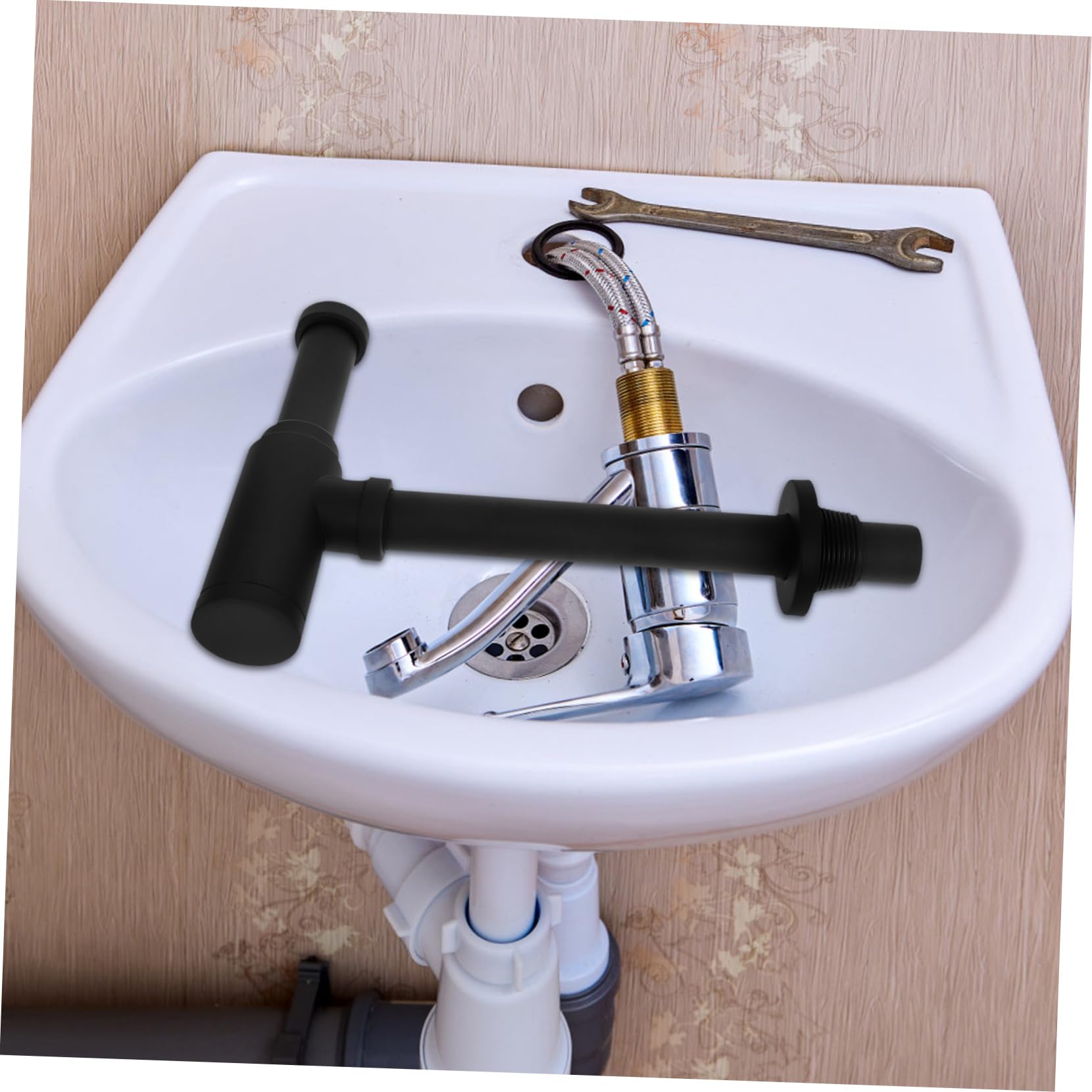 Tubo di Scarico Flessibile per lavabo - Soluzione efficiente per Lo Scarico del lavandino Design Elegante Asta Resistente Rimozione Rapida degli intasamenti Ideale per Uso Domestic