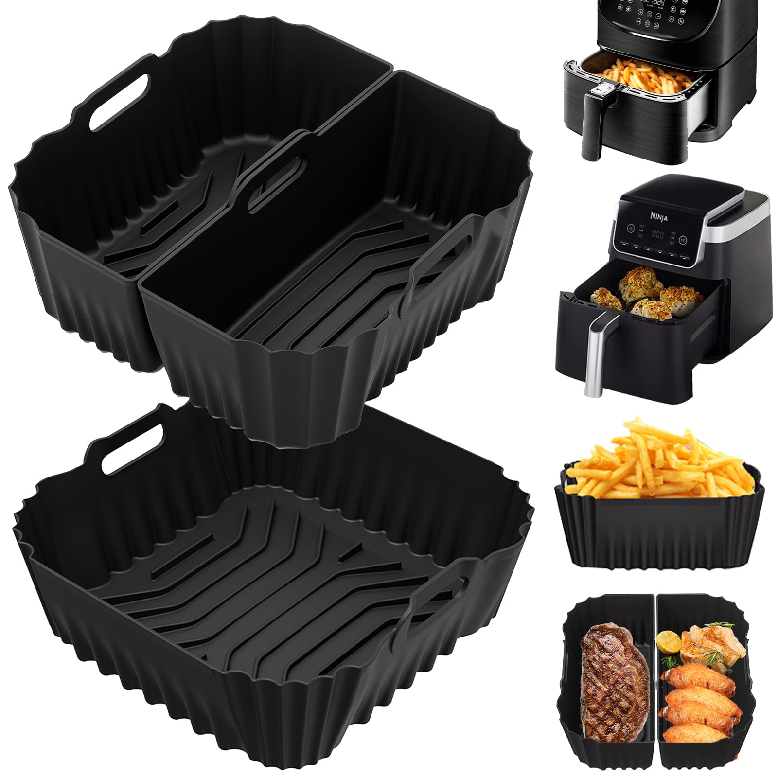 19-23cm Molde Silicona Freidora de Aire, Molde Silicona Air Fryer para Ninja MAX PRO Freidora de aire, 6,2L, Philips Airfryer serie 2000 6,2L, Cosori 5.5L/6.0L,